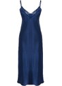 Trendyol Indigo Satin Lace and Slit Detailed Woven Nightgown