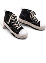 Marjin Women's Lace-up Sneaker High Ankle Cloth Sneakers Elesva black.