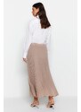 Trendyol Beige Pleated Woven Chiffon Skirt With Elastic Waist Lined and