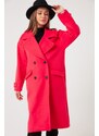 Lafaba Women's Fuchsia Ornamental Pocket Flap Stamp Coat.