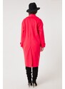 Lafaba Women's Fuchsia Ornamental Pocket Flap Stamp Coat.