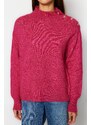 Trendyol Fuchsia Soft Textured High Neck pletený svetr