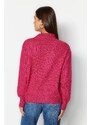 Trendyol Fuchsia Soft Textured High Neck pletený svetr