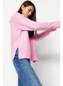 Trendyol Pink Soft Textured Thick Crew Neck Knitwear Sweater