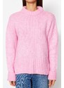 Trendyol Pink Soft Textured Thick Crew Neck Knitwear Sweater