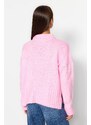 Trendyol Pink Soft Textured Thick Crew Neck Knitwear Sweater