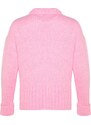 Trendyol Pink Soft Textured Thick Crew Neck Knitwear Sweater