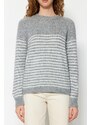 Trendyol Gray Soft Textured Striped Knitwear Sweater