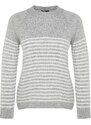 Trendyol Gray Soft Textured Striped Knitwear Sweater