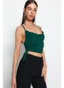 Trendyol Emerald Green Crop Knitted Bustier