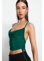 Trendyol Emerald Green Crop Knitted Bustier