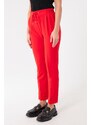 Lafaba Women's Red Carrot Pants with a Lace-Up Waist