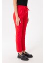 Lafaba Women's Red Carrot Pants with a Lace-Up Waist