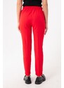 Lafaba Women's Red Carrot Pants with a Lace-Up Waist