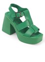 Capone Outfitters Capone Women's Chunky Toe Gladiator Strap Platform Heels Womens Pine Green Sandals