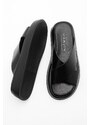 Marjin Women's Genuine Leather Daily Slippers Thick Sole Encor black