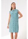 Lafaba Women's Turquoise Striped Mini Shirt Dress