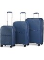 British Traveller K2393L Sada 3 kufry spinner 55cm 67cm 76cm Modrý Navy Polypropylen