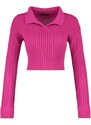 Trendyol Fuchsia Super Crop Polo Neck Knitwear Sweater