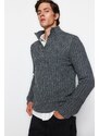 Trendyol Gray Men's Slim Fit Turtleneck Buttons Knitwear Sweater