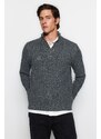 Trendyol Gray Men's Slim Fit Turtleneck Buttons Knitwear Sweater