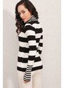 Bigdart 15812 Turtleneck Stripe Sweater - Black