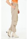 BİKELİFE Women's Beige Pajamas Parachute Pants