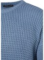 Trendyol Blue Oversize Fit Wide Fit Crew Neck Textured Basic Knitwear Sweater