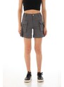 BİKELİFE Gray High Waist Flexible Denim Shorts With Pocket.