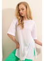 Bigdart 4123 Oversized T-Shirt with a slit - White