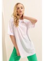 Bigdart 4123 Oversized T-Shirt with a slit - White