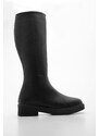 Marjin Women's Daily Boots Knee-length Zippered Sweatshirt Black