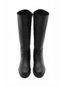Marjin Women's Daily Boots Knee-length Zippered Sweatshirt Black