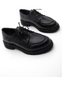 Marjin Women's Oxford Shoes with Lace-up Masculine Casual Shoes Nesan Black