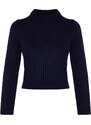 Trendyol Navy Blue Crop Základní pletený svetr