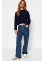 Trendyol Navy Blue Crop Základní pletený svetr