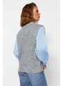 Trendyol světle šedý tkaný ozdobný pletený svetr