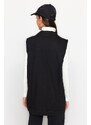 Trendyol černá košile límec kapsa detailní 100% bavlněná džínová vesta