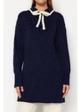 Trendyol Navy Modrý límeček Detailní pletený svetr
