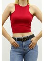 Madmext Mad Girls Burgundy Crop Top MG361