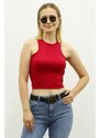 Madmext Mad Girls Burgundy Crop Top MG361