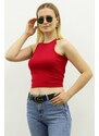 Madmext Mad Girls Burgundy Crop Top MG361