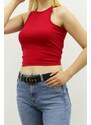 Madmext Mad Girls Burgundy Crop Top MG361