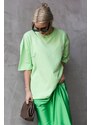 Madmext Light Green Crew Neck Basic Oversized T-shirt