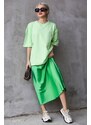 Madmext Light Green Crew Neck Basic Oversized T-shirt