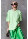 Madmext Light Green Crew Neck Basic Oversized T-shirt