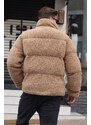 Madmext Men's Brown Down Plush Coat 5698