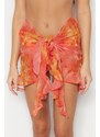 Trendyol Orange Tie-dye Patterned Mini Knitted Chiffon Pareo