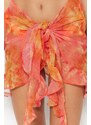 Trendyol Orange Tie-dye Patterned Mini Knitted Chiffon Pareo