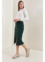 Bianco Lucci Women's Buttoned Knitwear Skirt